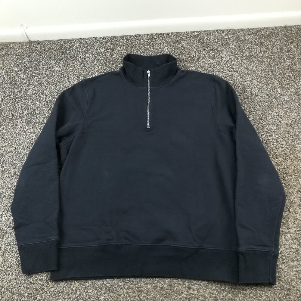 Merz b. Schwanen Sweater 1/4 Zip Pullover Cotton Navy Blue Mens 7 / XL